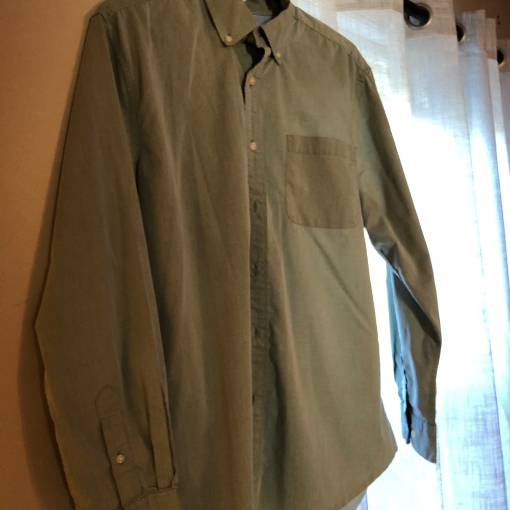 Olive Green Long sleeve Oxford Button Up
